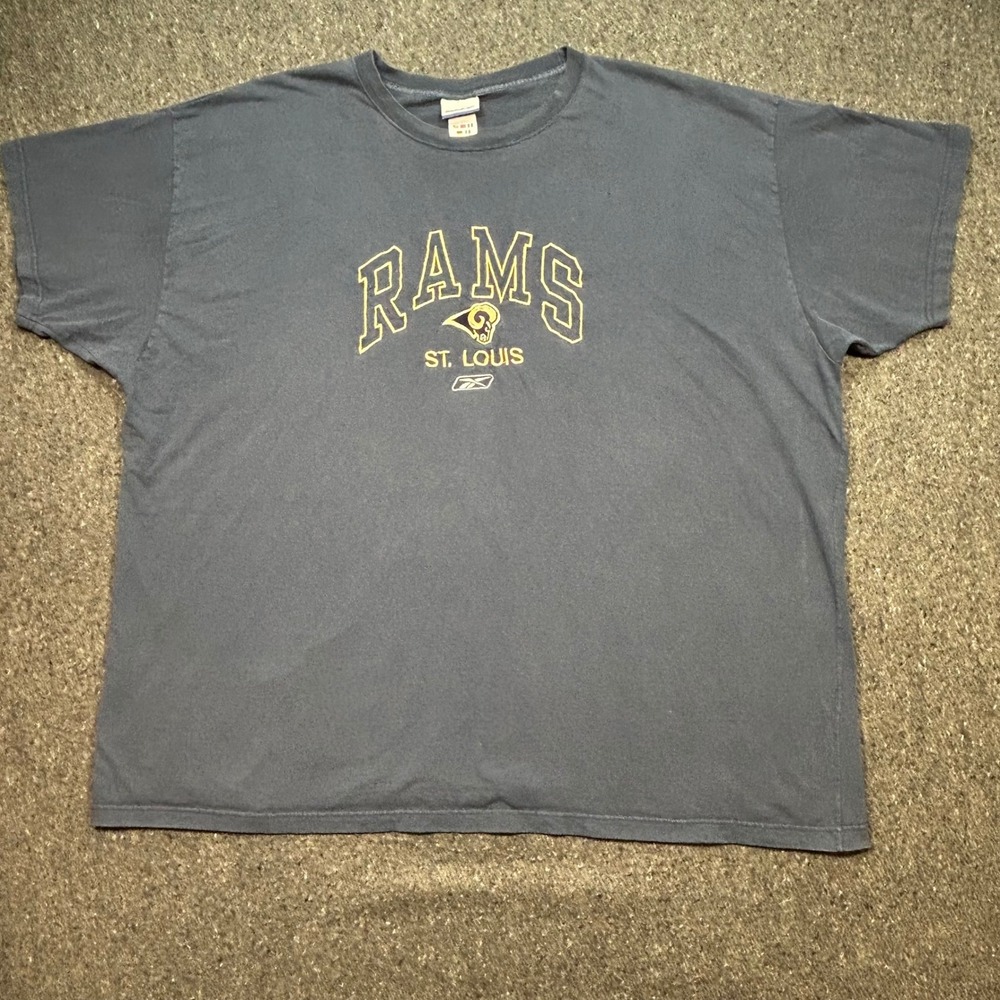 Reebok St Louis Rams TShirt Sz XXL Mens Navy Blue Gorpcore NFL Football Retro
